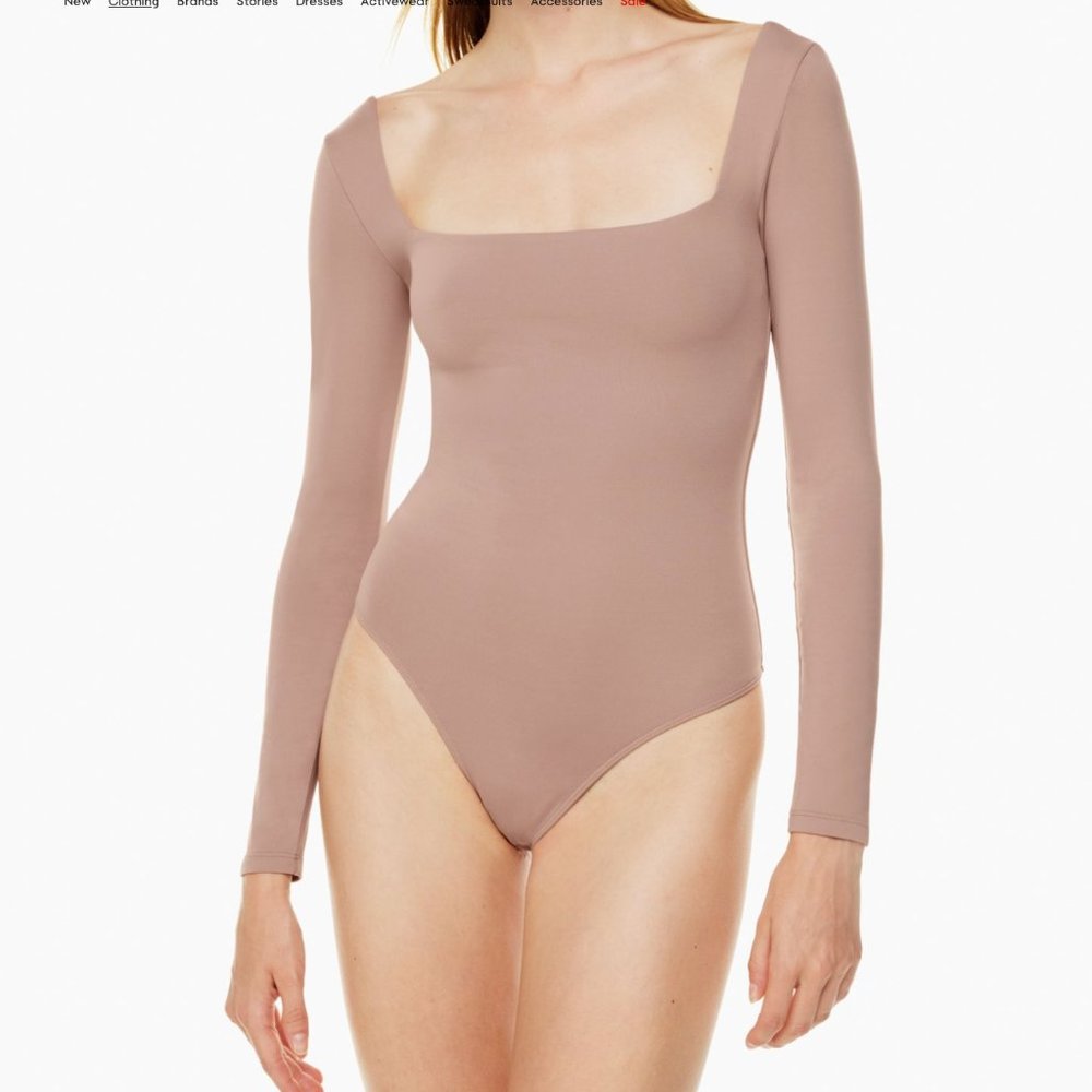 Aritzia Contour Squareneck Longsleeve Bodysuit - XS Toasty
